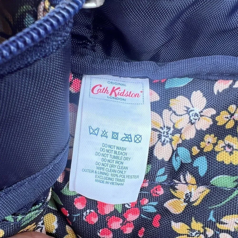 Cath Kidston Navy Blue Floral Buckle Travel School Backpack